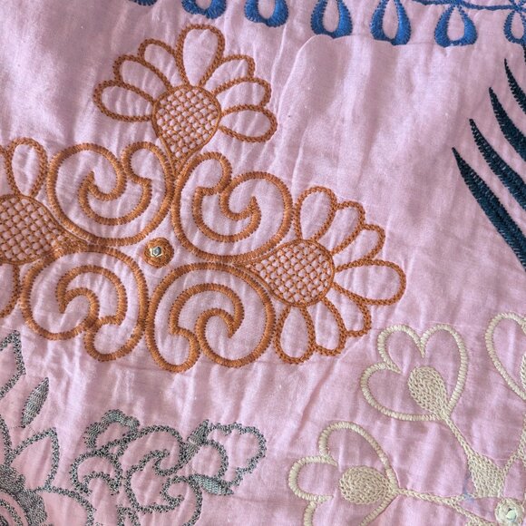 Zara Women's Quilted Patchwork Oversized Embroidered Kimono Jacket Granny M - Picture 7 of 15